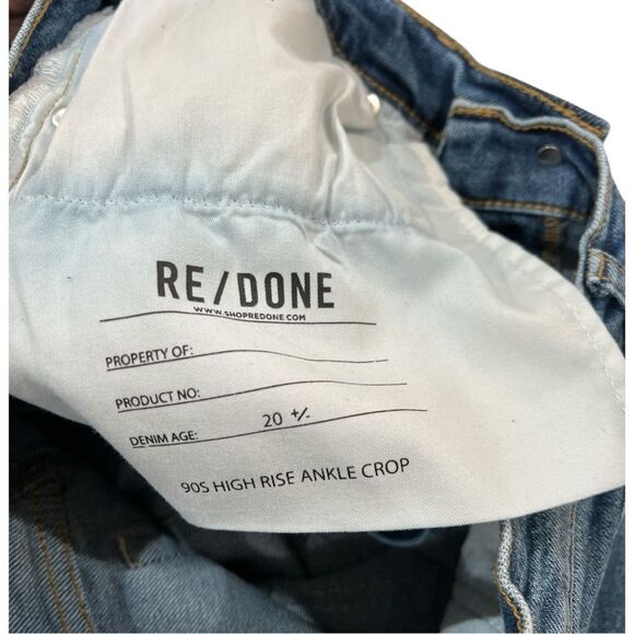 Re/Done 90’s High Rise Ankle Crop Medium Wash Raw Hem Size 29 - Picture 8 of 11